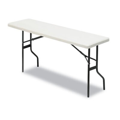 IndestrucTable Classic Folding Table, Rectangular Top, 1,200 lb Capacity, 72w x 18d x 29h, Platinum