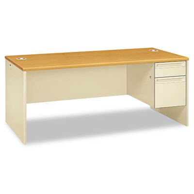 38000 Series Right Pedestal Desk, 72″ x 36″ x 29.5″, Harvest/Putty