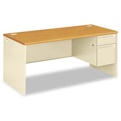38000 Series Right Pedestal Desk, 66″ x 30″ x 29.5″, Harvest/Putty