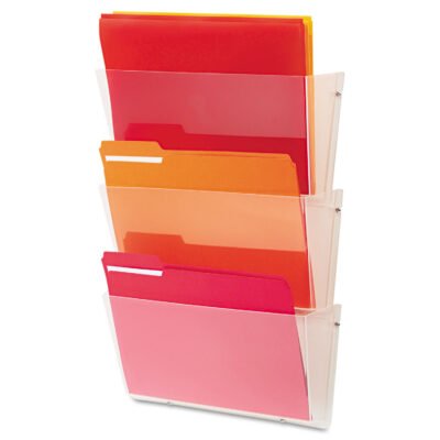 Unbreakable DocuPocket Wall File, 3 Sections, Letter Size, 14.5″ x 3″ x 6.5″, Clear, 3/Pack
