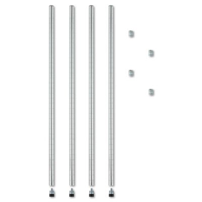 Stackable Posts For Wire Shelving, 36″ High, Silver, 4/Pack
