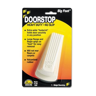 Big Foot Doorstop, No Slip Rubber Wedge, 2.25w x 4.75d x 1.25h, Beige