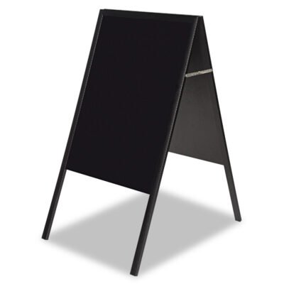 Magnetic Wet Erase Board, 25 x 35, 45″ Tall, Black Surface, Black Wood Frame