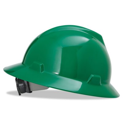 V-Gard Full-Brim Hard Hats, Ratchet Suspension, Size 6.5 to 8, Green