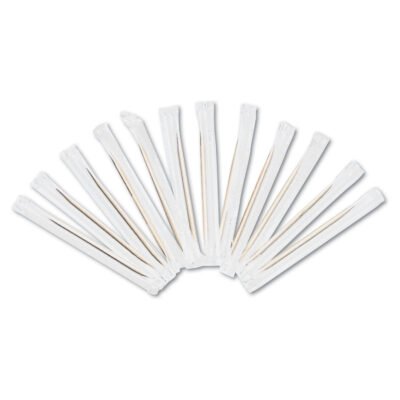 Cello-Wrapped Round Wood Toothpicks, 2.5″, Natural, 1,000/Box, 15 Boxes/Carton