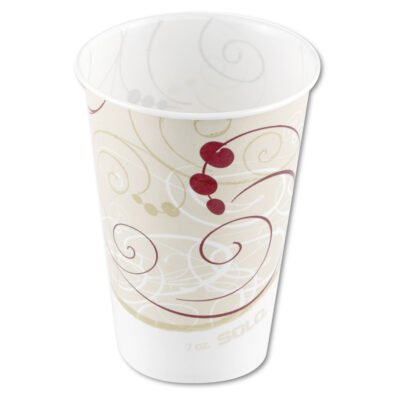 Symphony Design Wax-Coated Paper Cold Cups, 7 oz, Beige/White, 100/Sleeve, 20 Sleeves/Carton