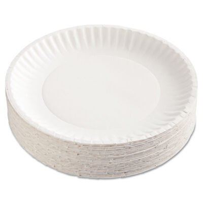 Paper Plates, 9″ dia, White, 100/Pack