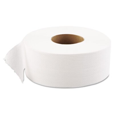 JRT Jumbo Bath Tissue, Septic Safe, 1-Ply, White, 3.3 x 1,200 ft, 12 Rolls/Carton