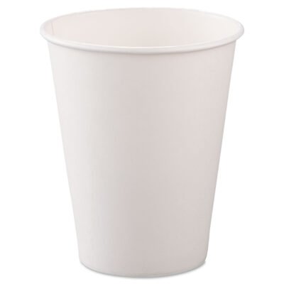 Single-Sided Poly Paper Hot Cups, 8 oz, White, 50/Bag, 20 Bags/Carton