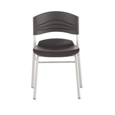 CafeWorks Chair, Supports Up to 225 lb, 18″ Seat Height, Graphite Seat/Back, Silver Base, 2/Carton