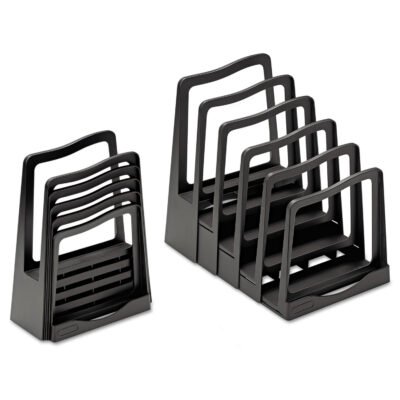 Adjustable File Rack, 5 Sections, Letter Size Files, 8″ x 11.5″ x 10.5″, Black