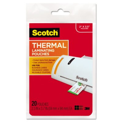 Laminating Pouches, 5 mil, 3.75″ x 2.38″, Gloss Clear, 20/Pack