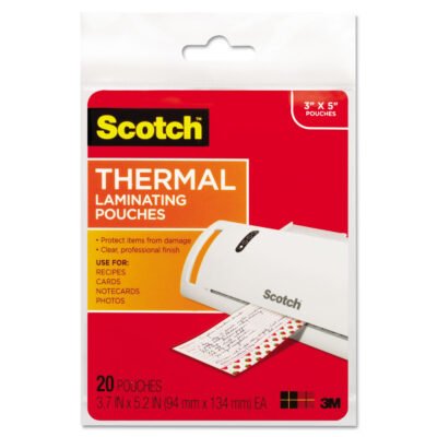 Laminating Pouches, 5 mil, 5.38″ x 3.75″, Gloss Clear, 20/Pack