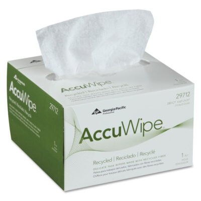 AccuWipe Recycled One-Ply Delicate Task Wipers, 1-Ply, 4.5 x 8.25, Unscented, White, 280/Box