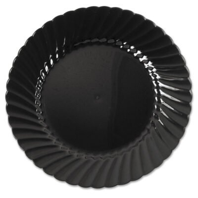 Classicware Plastic Plates, 6″ dia, Black, 10/Pack, 18 Packs/Carton