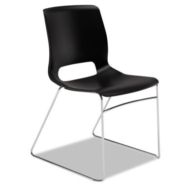 Motivate High-Density Stacking Chair, Supports Up to 300 lb, 17.75″ Seat Height, Onyx Seat, Black Back, Chrome Base, 4/Carton