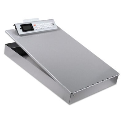 Redi-Rite Aluminum Storage Clipboard with Calculator, 1″ Clip Capacity, Holds 8.5 x 11 Sheets, Silver