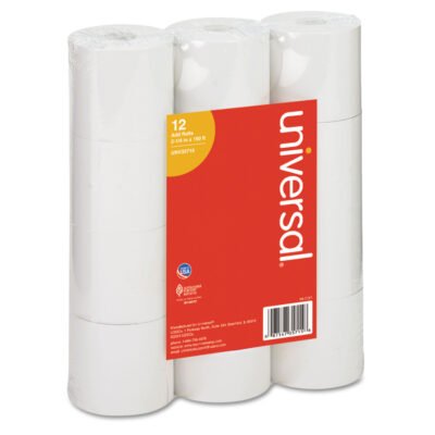 Impact and Inkjet Print Bond Paper Rolls, 0.5″ Core, 2.25″ x 150 ft, White, 12/Pack