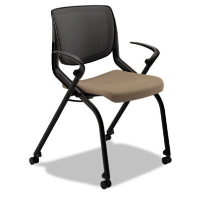 Motivate Nesting/Stacking Flex-Back Chair, Supports Up to 300 lb, 19.25″ Seat Height, Morel Seat, Black Back, Black Base