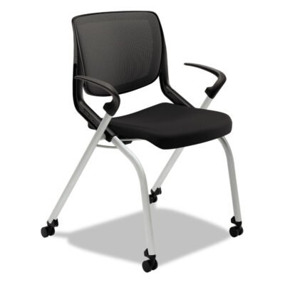 Motivate Nesting/Stacking Flex-Back Chair, Supports Up to 300 lb, 19.25″ Seat Height, Onyx Seat, Black Back, Platinum Base