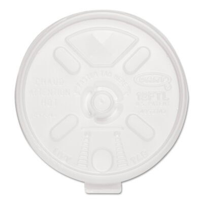 Lift n’ Lock Plastic Hot Cup Lids, With Straw Slot, Fits 10 oz to 14 oz Cups, Translucent, 100/Sleeve, 10 Sleeves/Carton