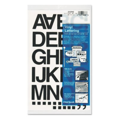 Press-On Vinyl Letters and Numbers, Self Adhesive, Black, 1.5″h, 37 Letters and Numbers