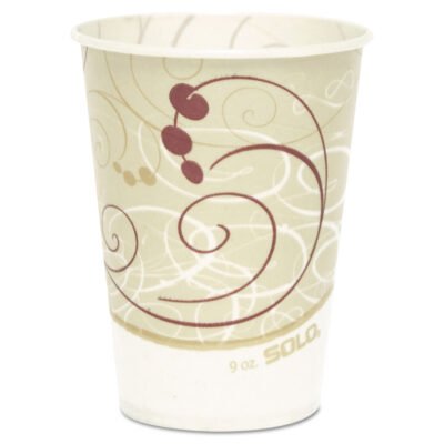 Symphony Design Wax-Coated Paper Cold Cups,  9 oz, Beige/White, 100/Sleeve, 20 Sleeves/Carton