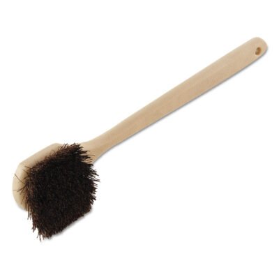 Utility Brush, Brown Palmyra Fiber Bristles, 5.5″ Brush, 14.5″ Tan Plastic Handle