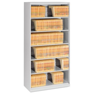 Fixed Shelf Open-Format Lateral File for End-Tab Folders, 6 Legal/Letter File Shelves, Light Gray, 36″ x 16.5″ x 75.25″