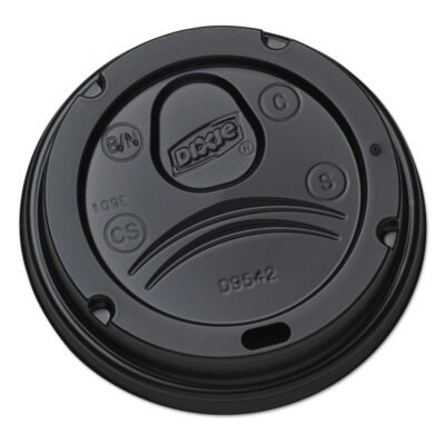 Drink-Thru Lids, Fits 10 oz to 20 oz Cups, Plastic, Black, 1,000/Carton