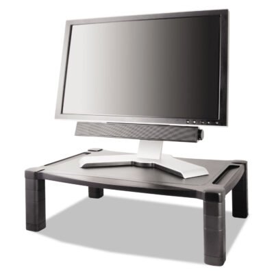 Wide Deluxe Two-Level Monitor Stand, 20″ x 13.25″ x 3″ to 6.5″, Black, Supports 50 lbs