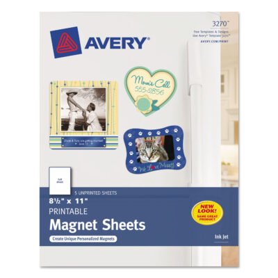 Printable Magnet Sheets, 8.5 x 11, White, 5/Pack