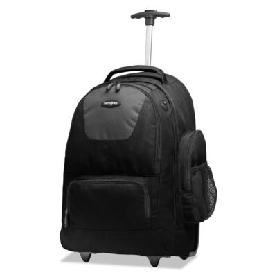 Rolling Backpack, Fits Devices Up to 15.6″, Polyester, 14 x 8 x 21, Black/Charcoal