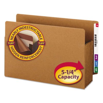 Heavy-Duty Redrope End Tab TUFF Pockets, 5.25″ Expansion, Legal Size, Redrope, 10/Box