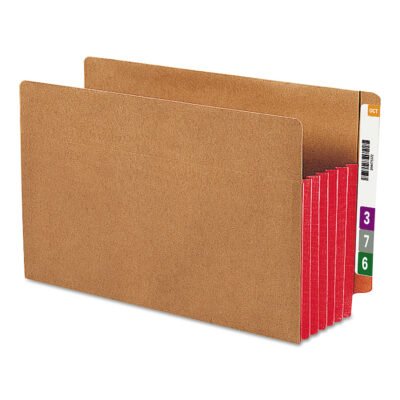Redrope Drop-Front End Tab File Pockets, Fully Lined 6.5″ High Gussets, 5.25″ Expansion, Legal Size, Redrope/Red, 10/Box