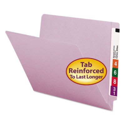 Shelf-Master Reinforced End Tab Colored Folders, Straight Tabs, Letter Size, 0.75″ Expansion, Lavender, 100/Box