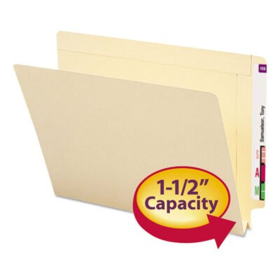 Heavyweight Manila End Tab Expansion Folders, Straight Tabs, Letter Size, 1.5″ Expansion, 50/Box