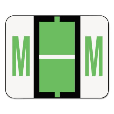 A-Z Color-Coded End Tab Filing Labels, M, 1 x 1.25, White, 500/Roll