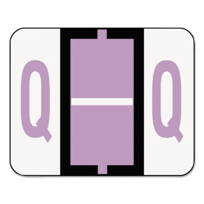 A-Z Color-Coded End Tab Filing Labels, Q, 1 x 1.25, White, 500/Roll
