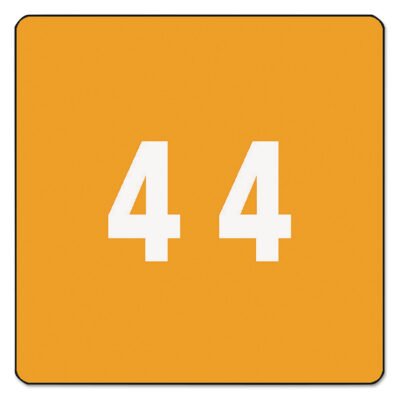 Numerical End Tab File Folder Labels, 4, 1.5 x 1.5, Orange, 250/Roll