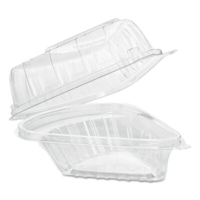 Showtime Clear Hinged Containers, Pie Wedge, 6.67 oz, 6.1 x 5.6 x 3, Clear, Plastic, 125/Pack, 2 Packs/Carton