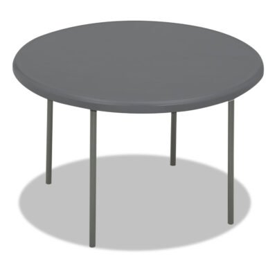 IndestrucTable Classic Folding Table, Round Top, 200 lb Capacity, 48″ Diameter x 29h, Charcoal