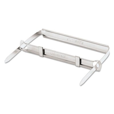 Two-Piece Two-Prong Paper Fastener Base and Compressor Sets, 2″ Capacity, 2.75″ Center to Center, Silver, 50/Box