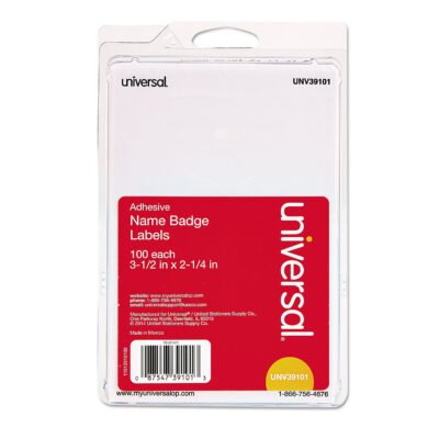 Plain Self-Adhesive Name Badges, 3 1/2 x 2 1/4, White, 100/Pack