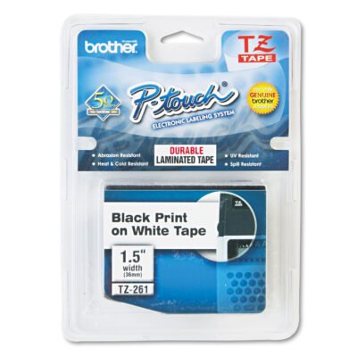 TZe Standard Adhesive Laminated Labeling Tape, 1.4″ x 26.2 ft, Black on White