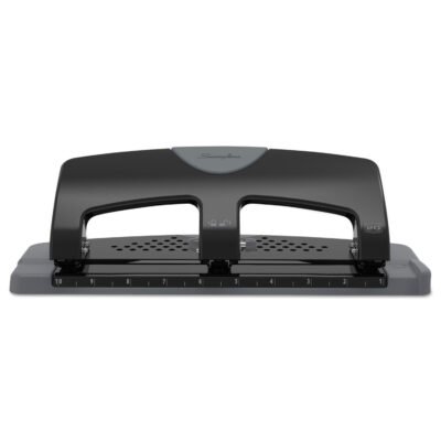 20-Sheet SmartTouch Three-Hole Punch, 9/32″ Holes, Black/Gray