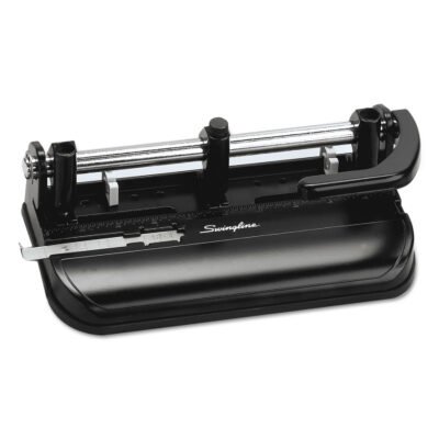 32-Sheet Lever Handle Heavy-Duty Two- to Seven-Hole Punch, 9/32″ Holes, Black