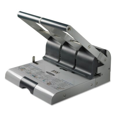 160-Sheet Antimicrobial Protected High-Capacity Adjustable Punch, Two- to Three-Hole, 9/32″ Holes, Putty/Gray