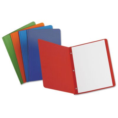 Title Panel and Border Front Report Cover, Three-Prong Fastener, 0.5″ Capacity, 8.5 x 11, Assorted/Assorted, 25/Box
