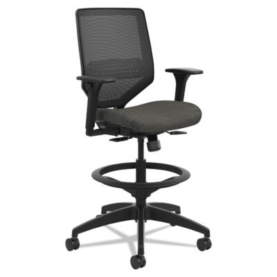 Solve Series Mesh Back Task Stool, Supports Up to 300 lb, 23″ to 33″ Seat Height, Ink Seat/Back, Black Base